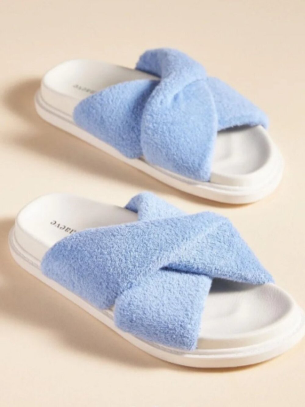 Anthropologie Maeve Terry Cloth Slide Sandals – Blue – Size 8